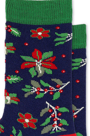 
                  
                    Laden Sie das Bild in den Galerie-Viewer, FOOT FEDERATION CHRISTMAS FLORAL MID-CALF COTTON WOMEN&amp;#39;S DRESS SOCK NAVY BLUE
                  
                