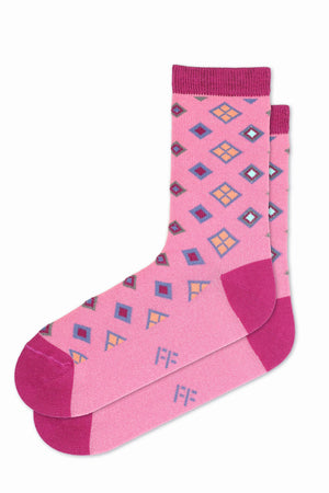 
                  
                    Laden Sie das Bild in den Galerie-Viewer, FOOT FEDERATION LOZENGE MID-CALF COTTON WOMEN&amp;#39;S DRESS SOCK PINK
                  
                