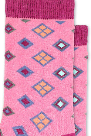 
                  
                    Laden Sie das Bild in den Galerie-Viewer, FOOT FEDERATION LOZENGE MID-CALF COTTON WOMEN&amp;#39;S DRESS SOCK PINK
                  
                