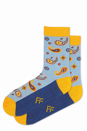 
                  
                    Laden Sie das Bild in den Galerie-Viewer, FOOT FEDERATION PAISLEY MID-CALF COTTON WOMEN&amp;#39;S SOCK SKY BLUE
                  
                