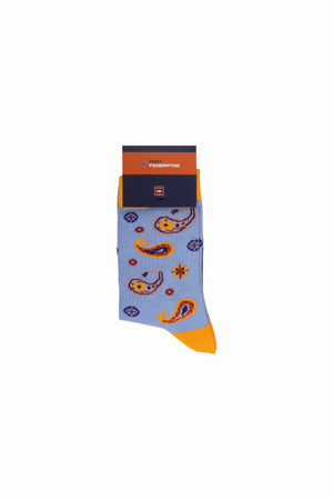 
                  
                    Laden Sie das Bild in den Galerie-Viewer, FOOT FEDERATION PAISLEY MID-CALF COTTON WOMEN&amp;#39;S SOCK SKY BLUE
                  
                