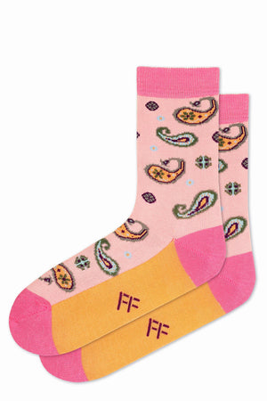 
                  
                    Laden Sie das Bild in den Galerie-Viewer, FOOT FEDERATION PAISLEY MID-CALF COTTON WOMEN&amp;#39;S SOCK PINK
                  
                