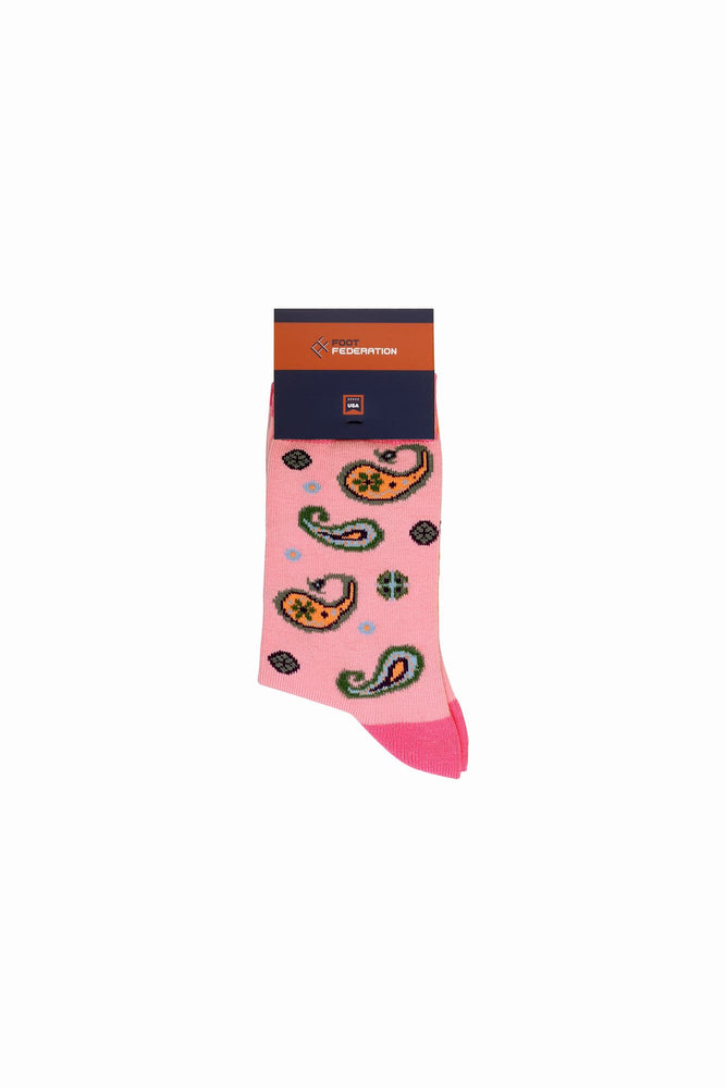 
                  
                    Laden Sie das Bild in den Galerie-Viewer, FOOT FEDERATION PAISLEY MID-CALF COTTON WOMEN&amp;#39;S SOCK PINK
                  
                