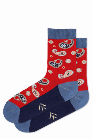 
                  
                    Laden Sie das Bild in den Galerie-Viewer, FOOT FEDERATION PAISLEY MID-CALF COTTON WOMEN&amp;#39;S SOCK RED
                  
                