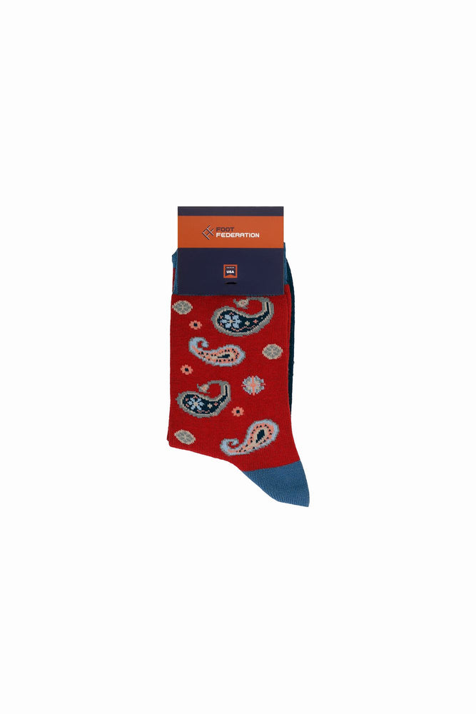 
                  
                    Laden Sie das Bild in den Galerie-Viewer, FOOT FEDERATION PAISLEY MID-CALF COTTON WOMEN&amp;#39;S SOCK RED
                  
                