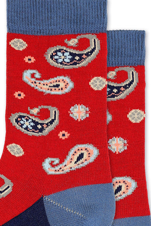 
                  
                    Laden Sie das Bild in den Galerie-Viewer, FOOT FEDERATION PAISLEY MID-CALF COTTON WOMEN&amp;#39;S SOCK RED
                  
                