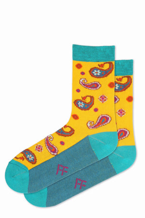 
                  
                    Laden Sie das Bild in den Galerie-Viewer, FOOT FEDERATION PAISLEY MID-CALF COTTON WOMEN&amp;#39;S SOCK YELLOW
                  
                