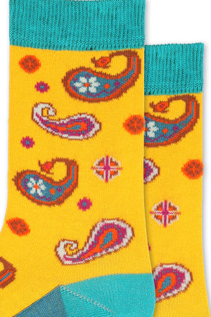 
                  
                    Laden Sie das Bild in den Galerie-Viewer, FOOT FEDERATION PAISLEY MID-CALF COTTON WOMEN&amp;#39;S SOCK YELLOW
                  
                